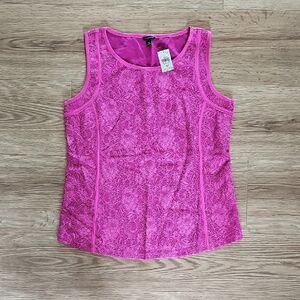 Ann Taylor Hot Pink Lace Tank Top, *NWT*, Size Medium
